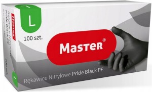 Master rękawice nitrylowe czarne L bezpudrowe 100 szt.