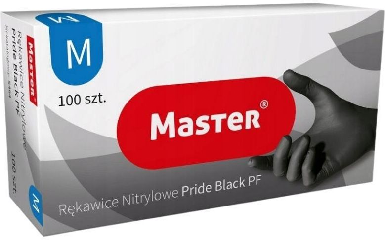 Master rękawice nitrylowe czarne M bezpudrowe 100 szt.